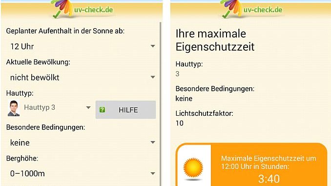 Beispiel für App UV-Check