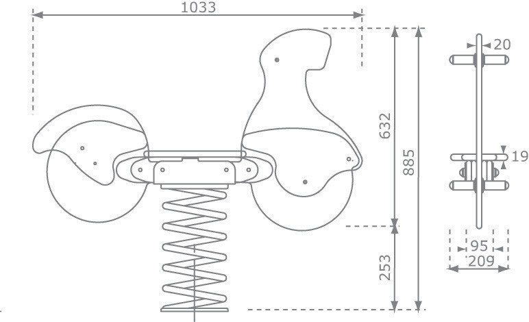 Federwippe / Federtier Motorroller für öffentlichen Bereich