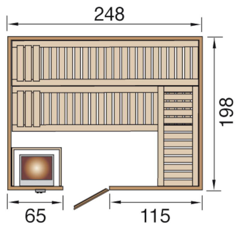 Weka Premium Massivholzsauna Bergen 7,5 kW BioS GT Gr.3