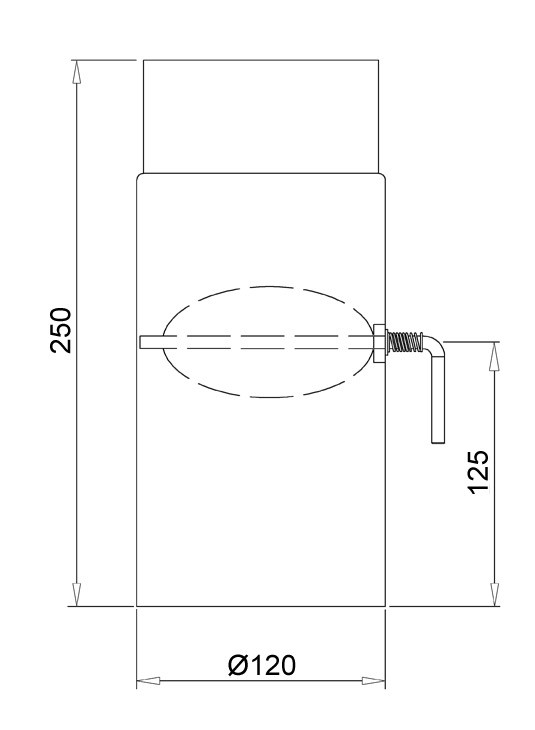 Ofenrohr mit Drosselklappe Senotherm schwarz Ø 120 mm Länge 250 mm