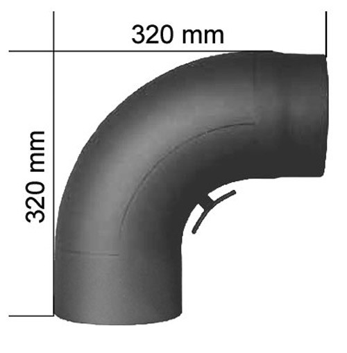 Ofenrohr / Rauchrohr Bogenknie gezogen 90° Ø150mm Senoth. grau mit Tür