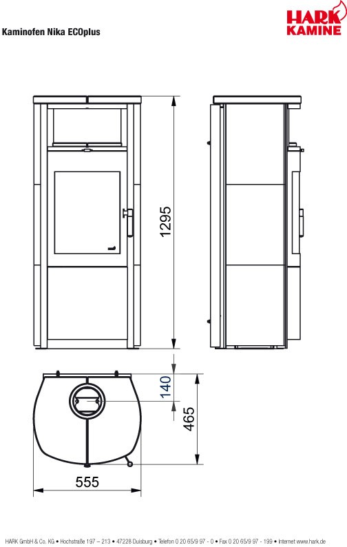 Kaminofen / Dauerbrandofen Hark Nika ECOplus meteor-schwarz 5 kW