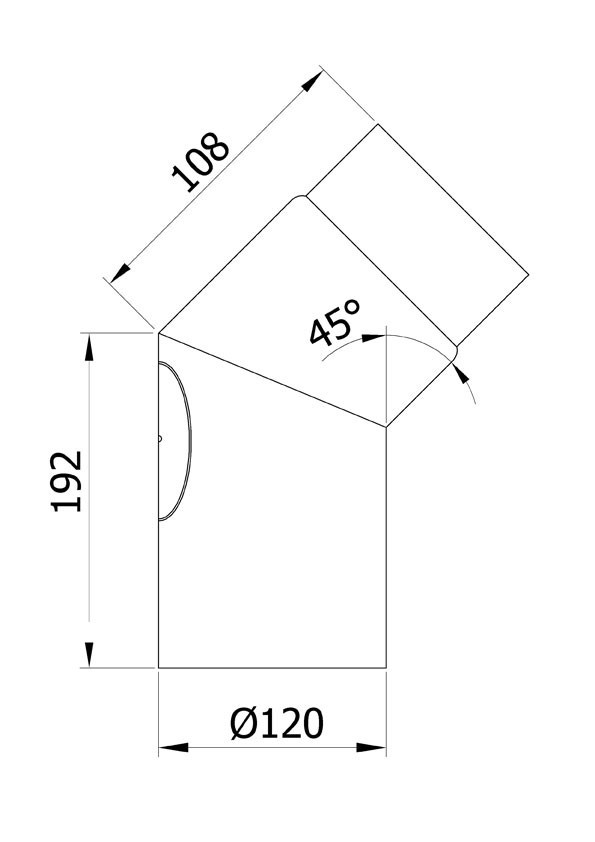 Ofenrohr Rauchrohr Bogenknie 45° Ø120mm Senotherm grau mit Tür