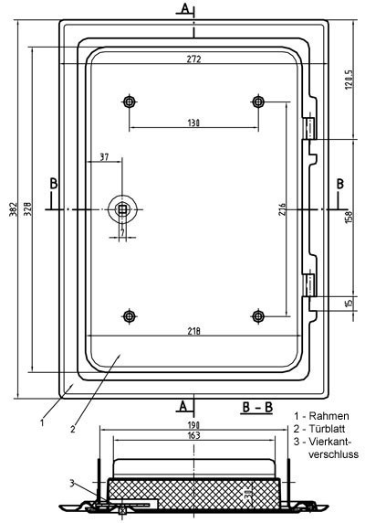 K30/4 Edelstahl Vierkantverschluss  200x300mm