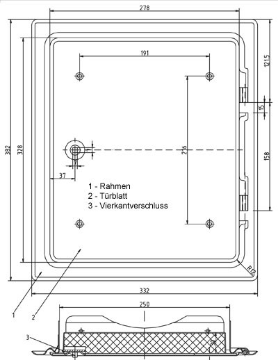 K31/4 verzinkt Vierkantverschluss  250x300mm