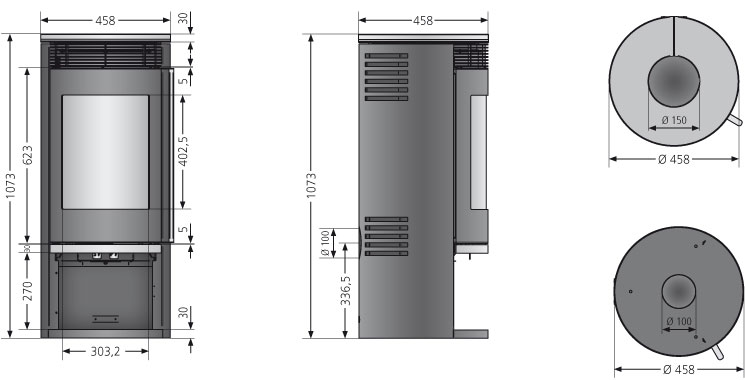 Kaminofen Oranier Rota 2.0 raumluftunabhängig Kalkstein Bianco 5,5kW