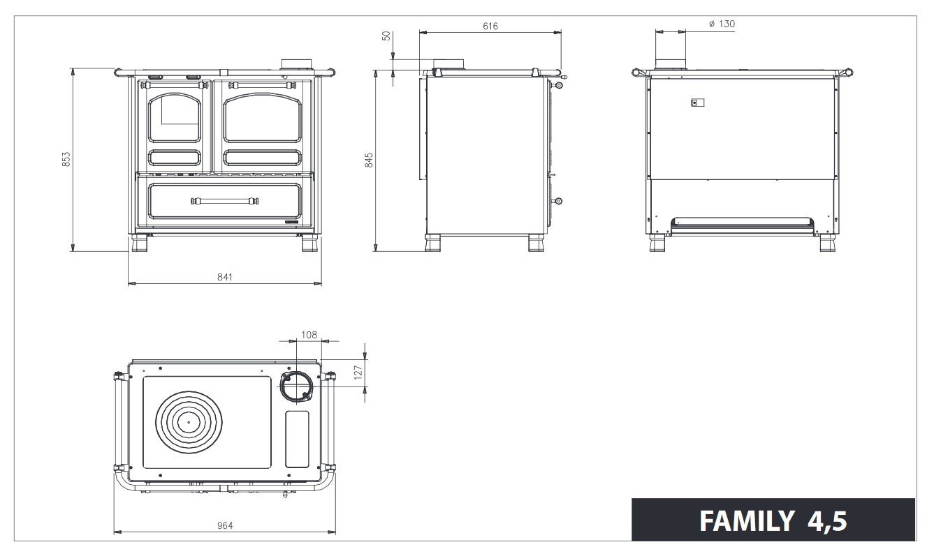 Küchenherd / Holzherd La Nordica Family 4,5 cappuccino Ans. re 7,5kW