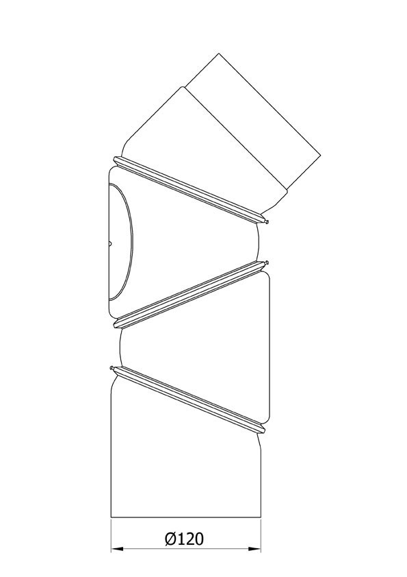 Ofenrohr Bogenknie 4tlg verstellbar 0-90° Ø120mm Stahl schwarz mit Tür