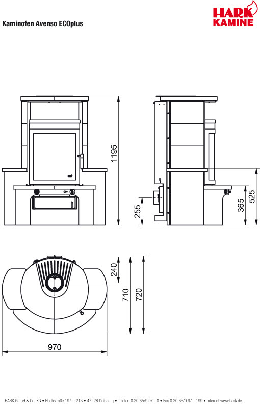 Dauerbrandofen Hark Avenso ECOplus meteor-schwarz raumluftunabh. 8kW