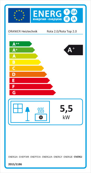 Kaminofen Oranier Rota 2.0 raumluftunabhängig Kalkstein Bianco 5,5kW