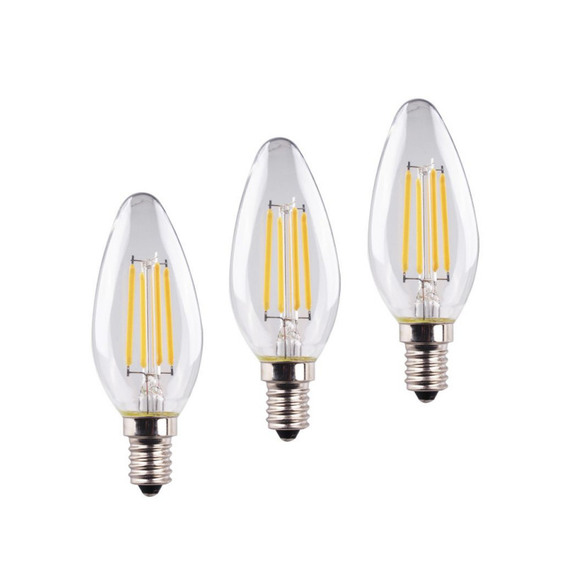 MÜLLER LICHT® LED Filament Lampe Kerzenform E14 4W 3er Set