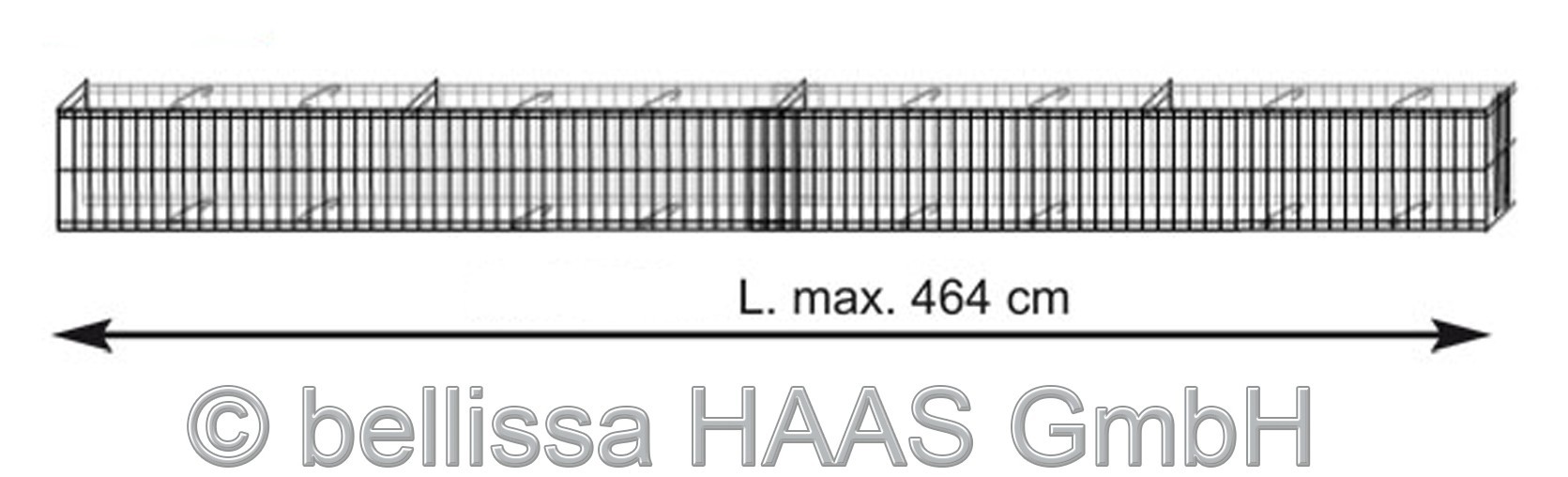 Gartenmauer / Mauer Gitter Set Steinkorb bellissa 464x10x20cm