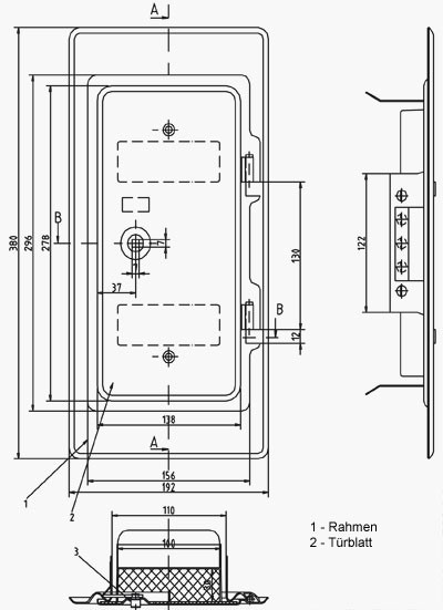 K11 Edelstahl V4A Vierkantverschluss  110x250mm