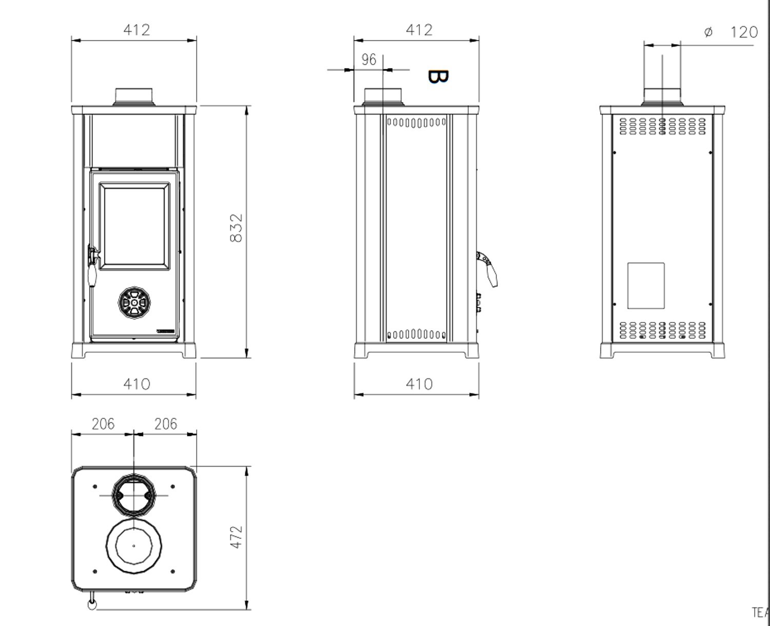 La Nordica Werkstattofen Tea anthrazit 6,6kW