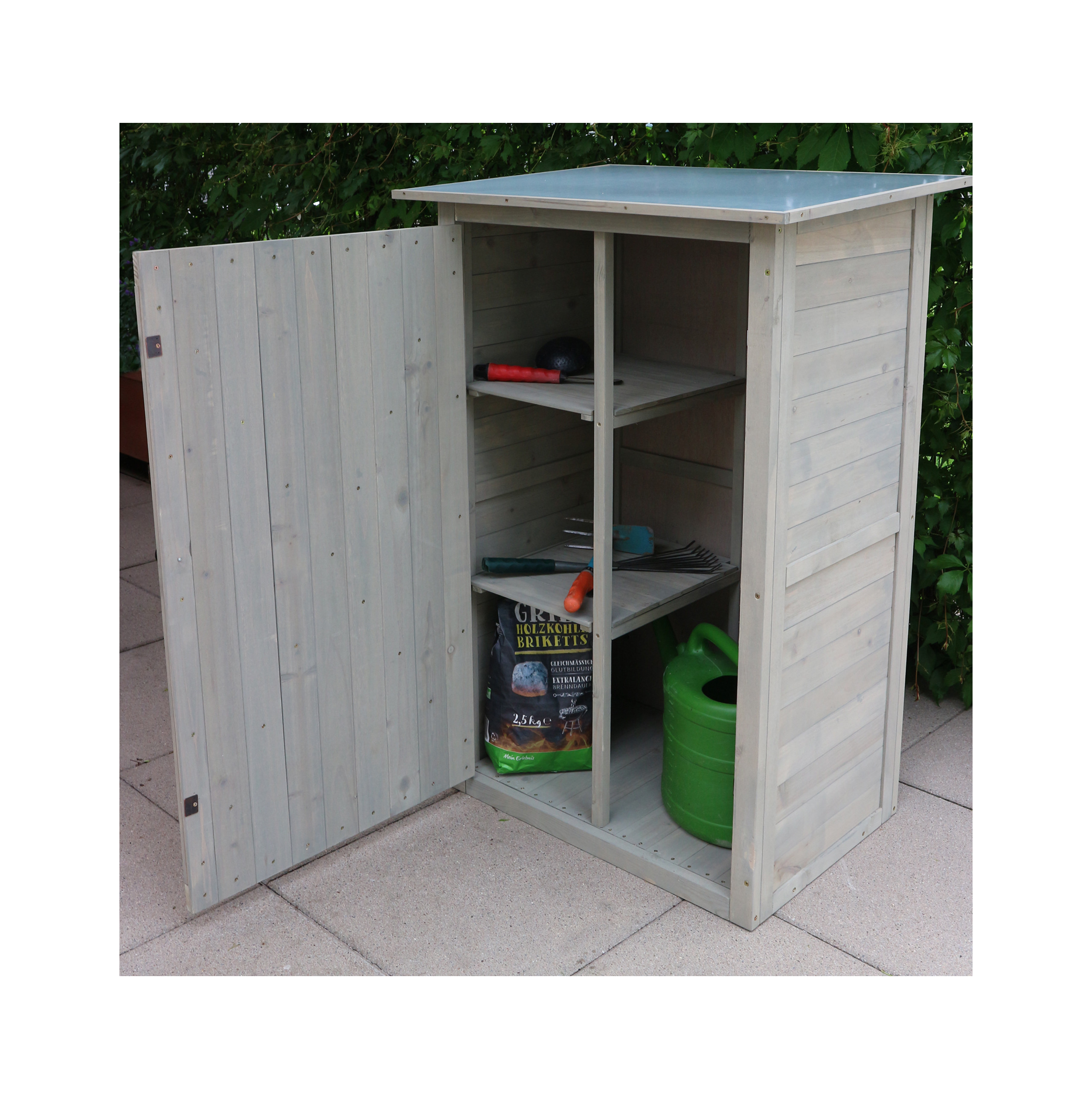 HABAU Gartenschrank Benno mit zwei Regalböden 76x56x117cm