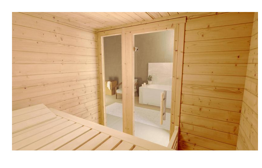 Weka Premium Massivholzsauna Bergen 7,5 kW BioS Gr. 1.8