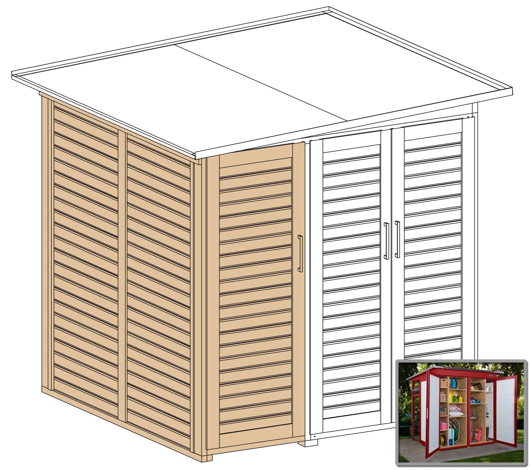 weka Garten [Q] Modul Save Bike, 2 Türen+RW schwed