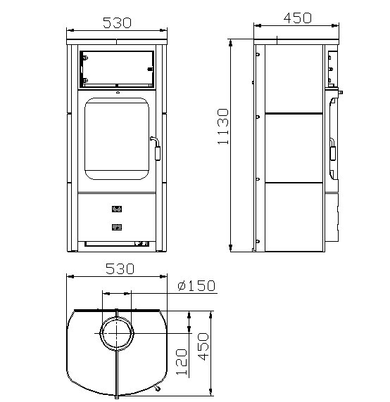 Kaminofen / Dauerbrandofen Hark Opera-B Keramik meteor-schwarz 7 kW