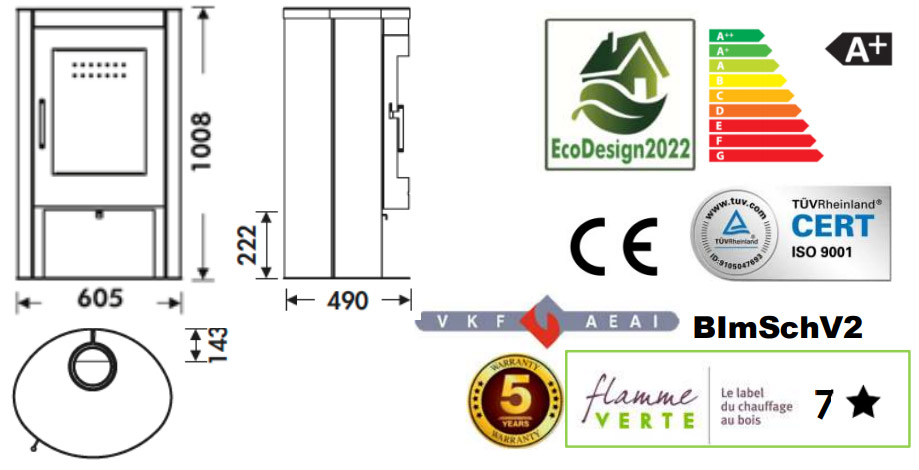 Panadero Kaminofen Oval EcoDesign 8 KW