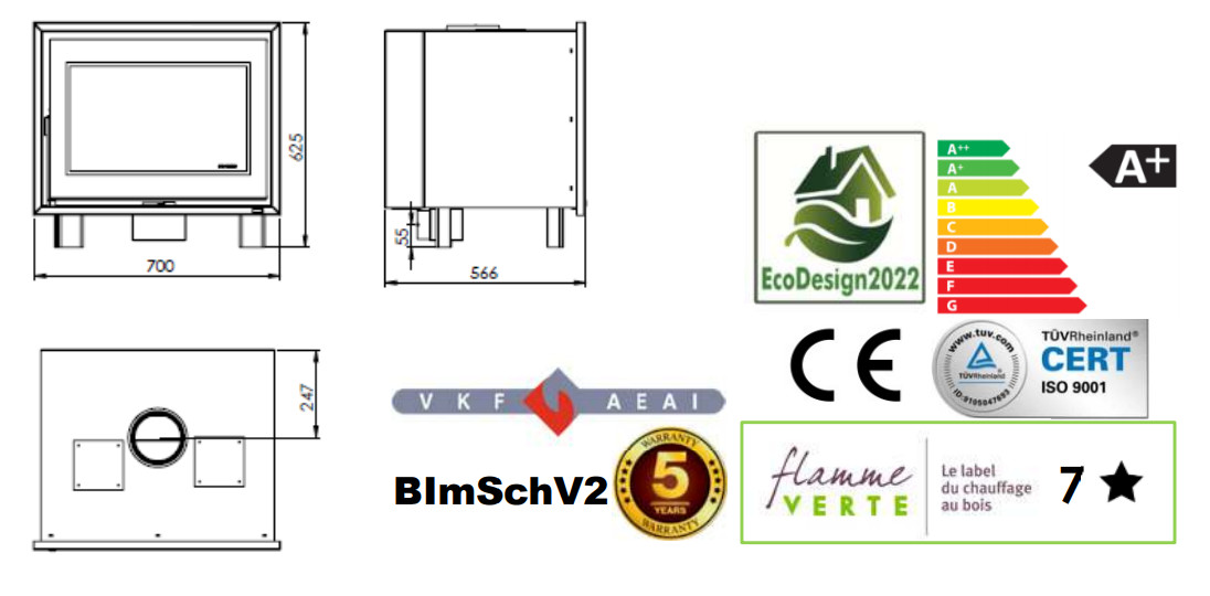 Panadero Kamineinsatz INSERT CS Ecodesign mit Ventilator 7,1 kW