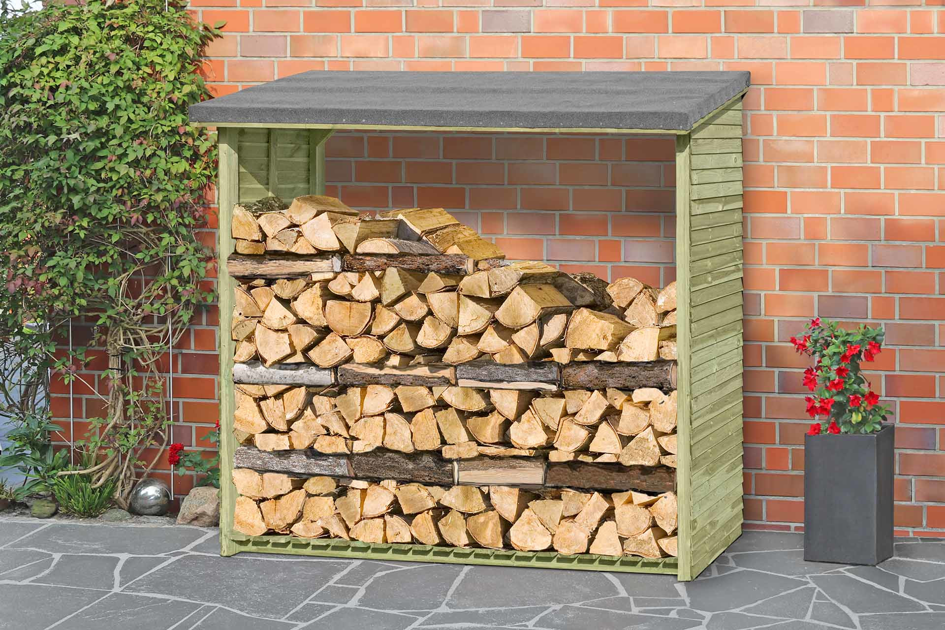 ediGarden Holz Kaminholzregal 188x69x183 cm Holz kdi