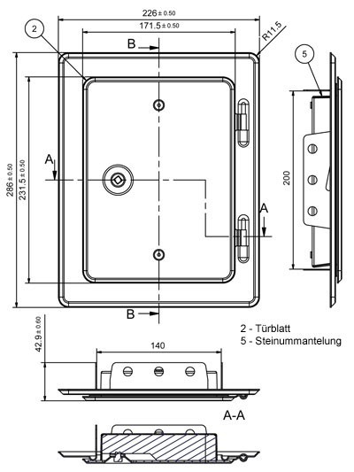 K20/4 verzinkt Vierkantverschluss  140x200mm