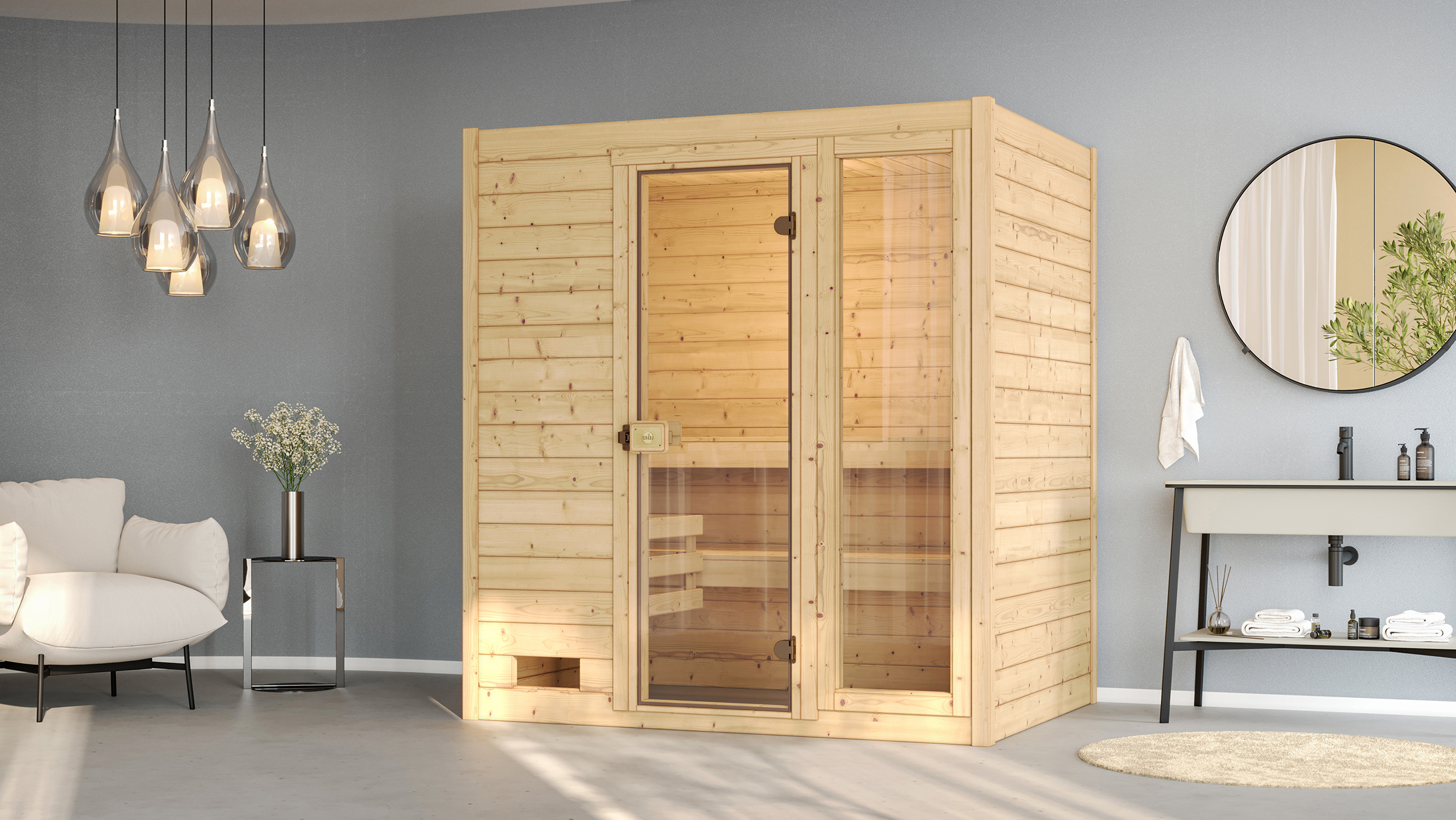 Weka Massivholzsauna VALIDA 2 Glastür mit Fenster