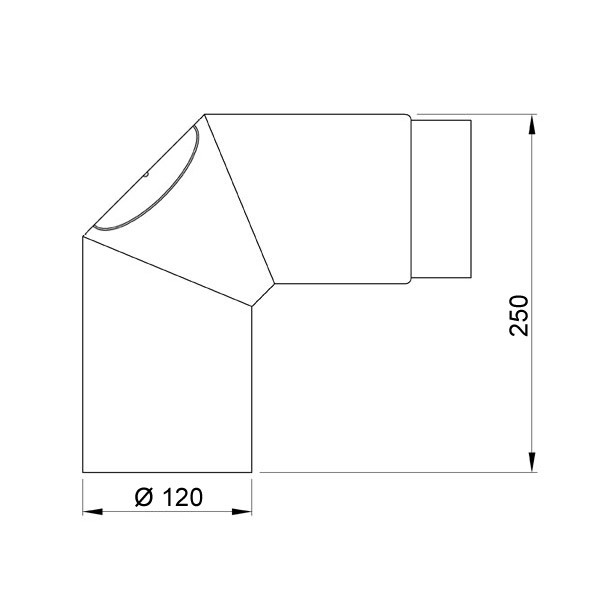 Ofenrohr Rauchrohr Bogenknie 90° Ø120mm Senotherm schwarz mit Tür