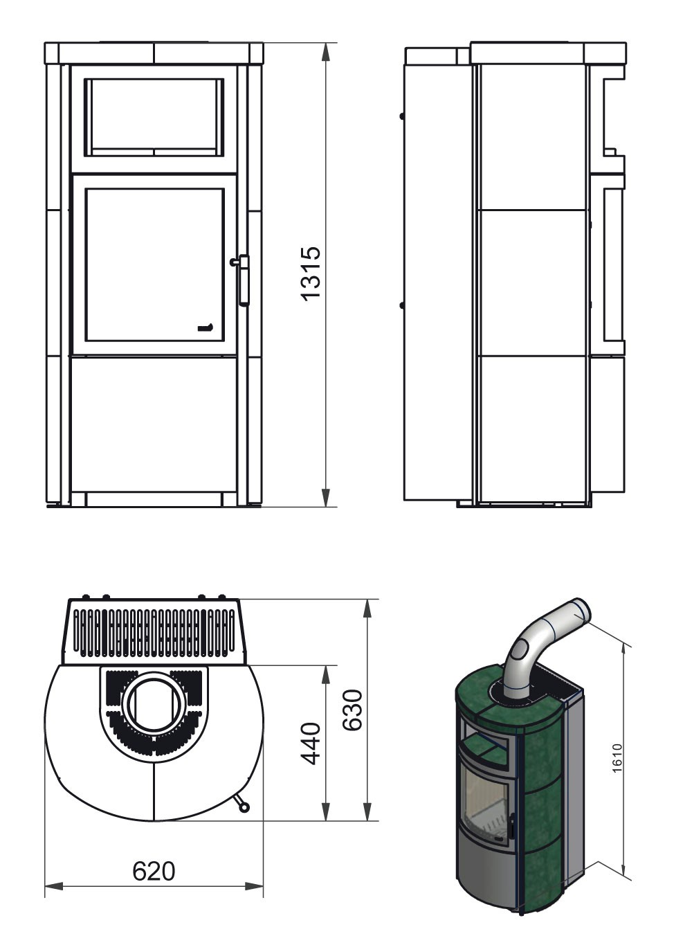 Kaminofen Dauerbrandofen Hark Vito WW ECOplus GT creme 8,4kW