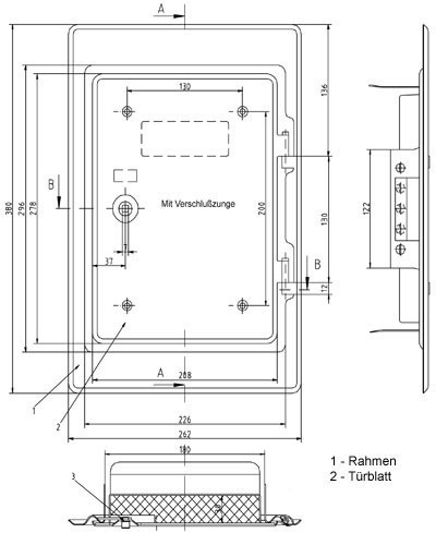 K18 verzinkt Vierkantverschluss 180x250mm