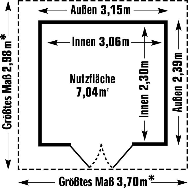 Grosfillex Gerätehaus Deco H 7,5 Kunststoff 315x239cm dunkelgrau