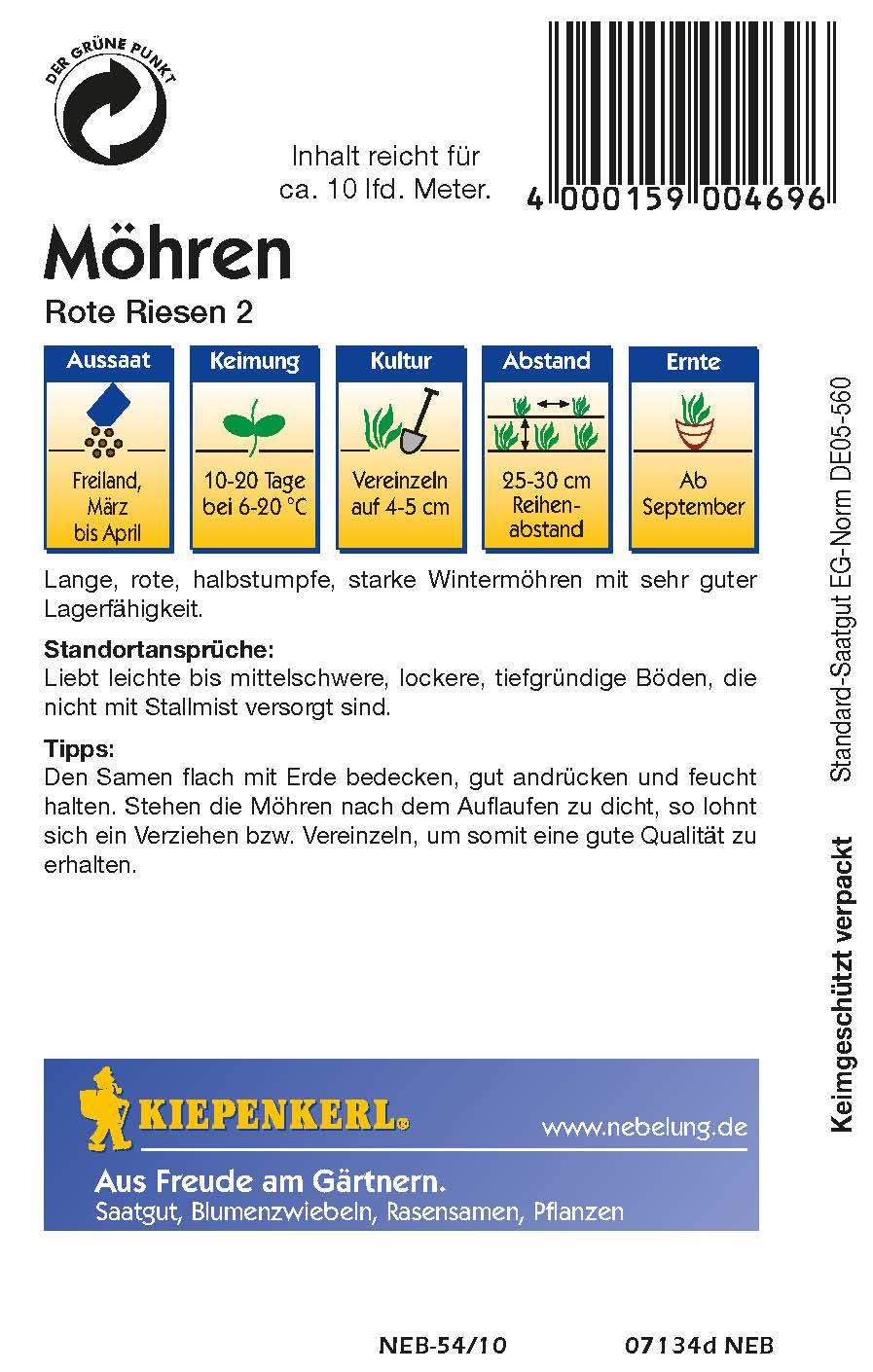 Saatgut Möhren/Karotten Rote Riesen 2