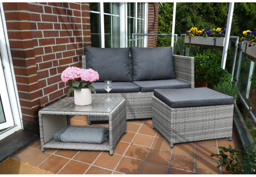 Bellavista Balkonset Amalfi Balkonlounge Polyrattan silber grau