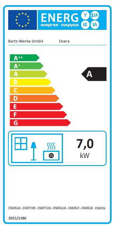 Kaminofen Bartz Osera raumluftunabhängig Naturstein Snow 7kW