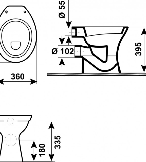 Conmetall Stand WC mit flacher Oberfläche weiss