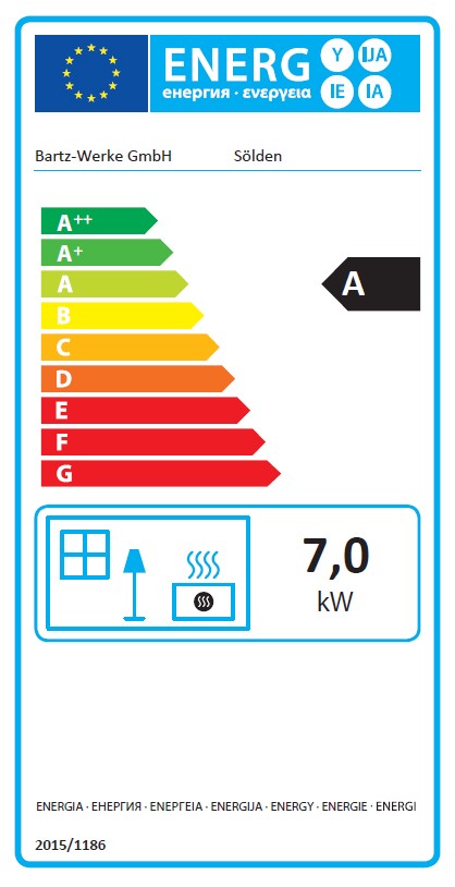 Kaminofen Bartz Sölden raumluftunabhängig Naturstein silvergrey 7kW