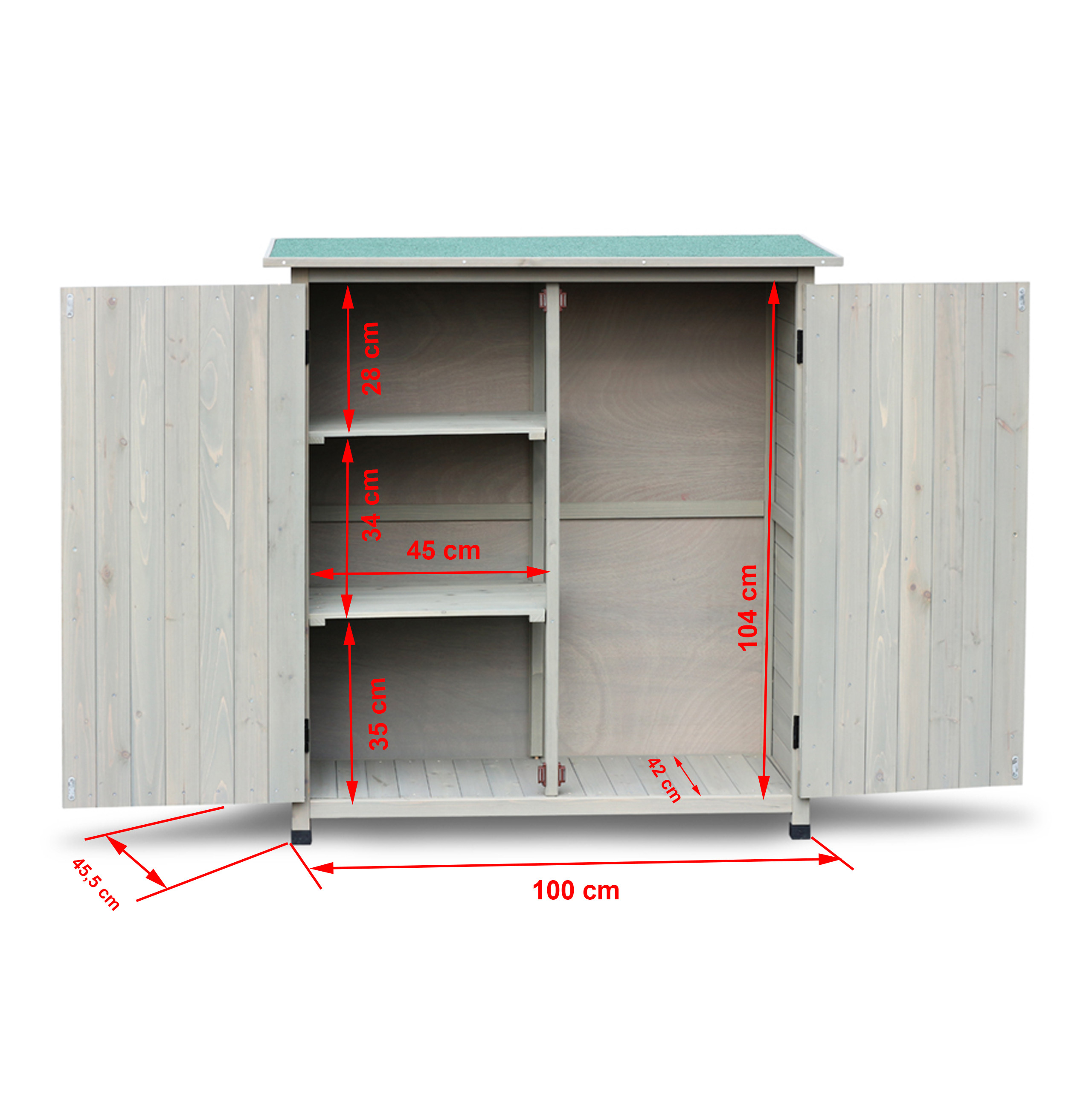 HABAU Gartenschrank Flora grau 110x55x117cm