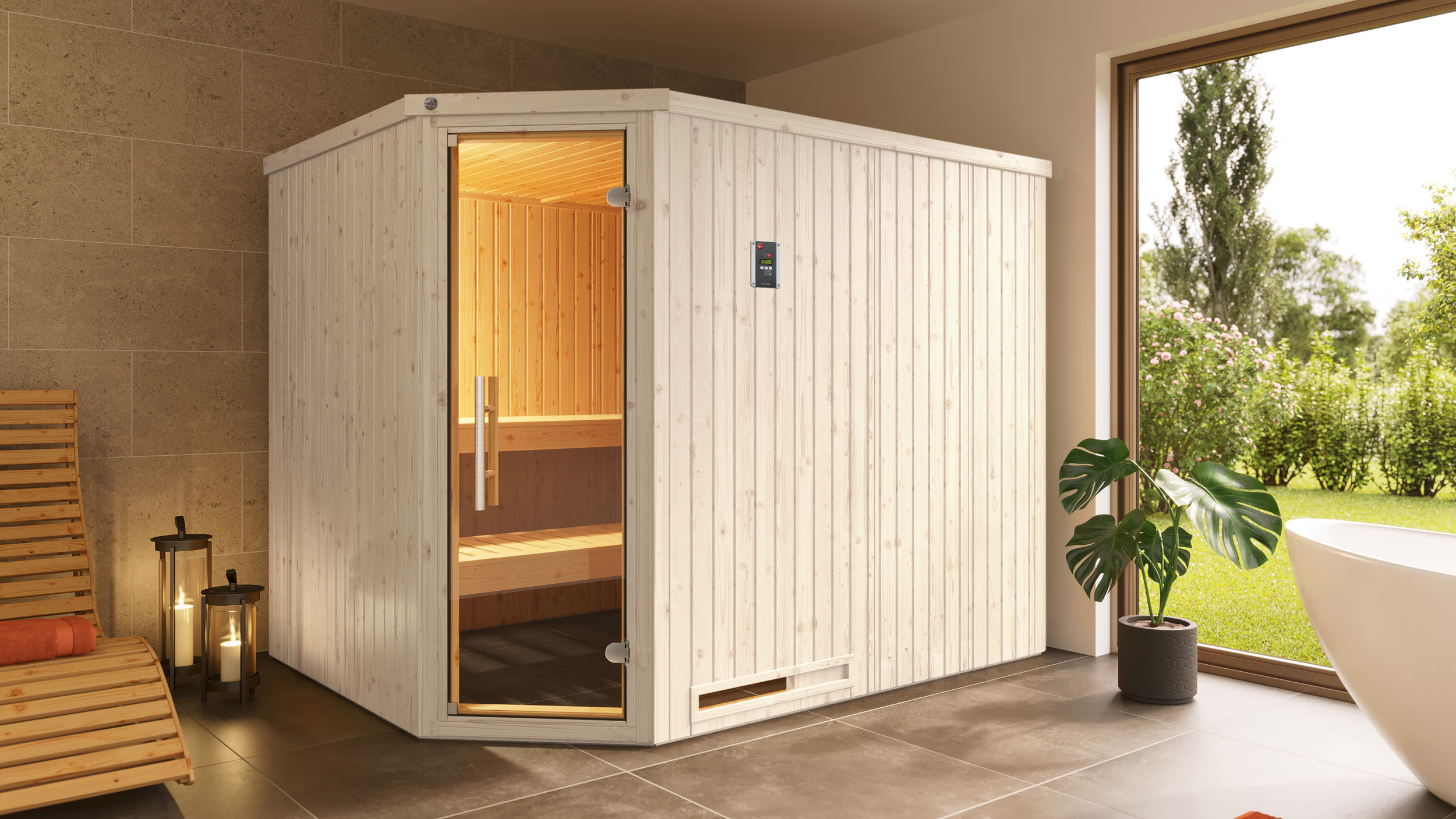 Weka Sauna Varberg 4 GT Trend OS 7,5kW weiß