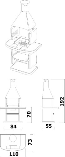 Wellfire Gartenkamin / Grillkamin Avanta Kupfer 192x110x73cm