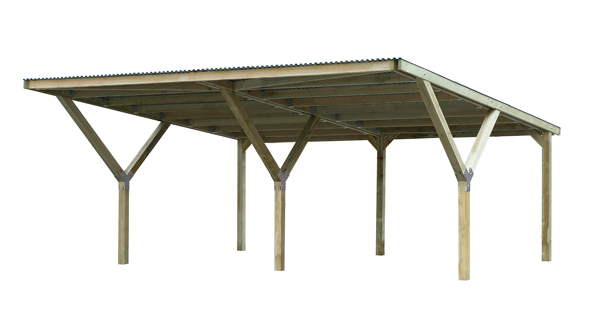 weka Y-Doppelcarport, mit Trapezblech-Dach