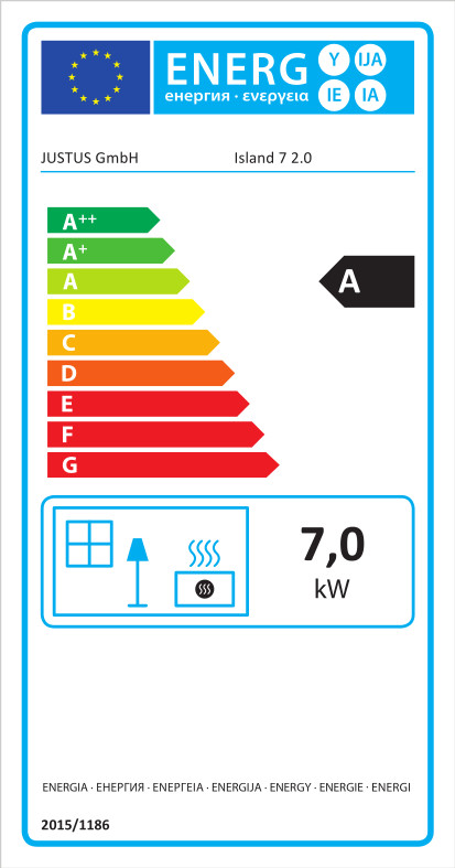 JUSTUS Kaminofen Island 7 2.0 schwarz Keramik Freddo 7kW