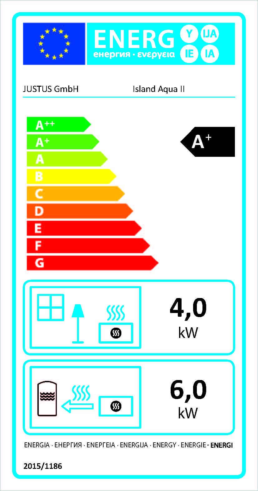 Kaminofen Justus Island Aqua wasserf. raumunabh. Speckst. grau 10kW