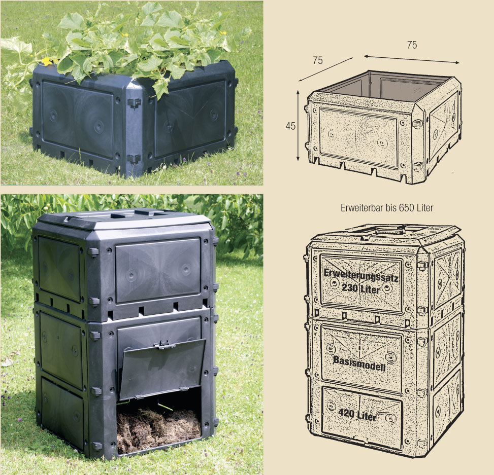 Komposter KHW Bio-Quick 420L 75x75x80cm anthrazit - bei Kunststoff